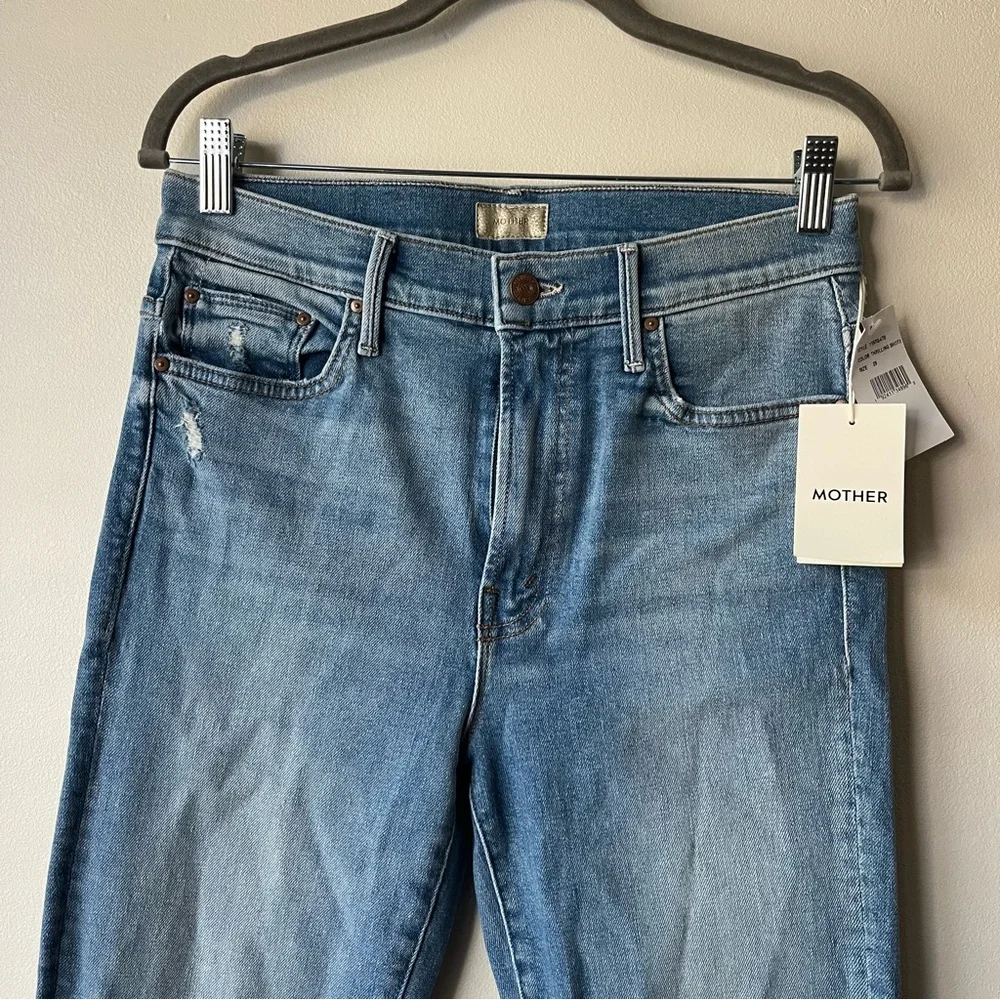 NWT MOTHER Denim The Insider Crop Step Fray Jeans Thrilling Shots_6